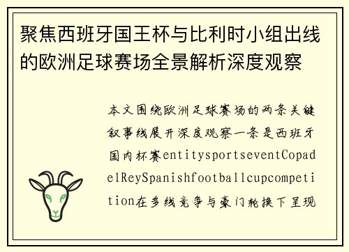聚焦西班牙国王杯与比利时小组出线的欧洲足球赛场全景解析深度观察